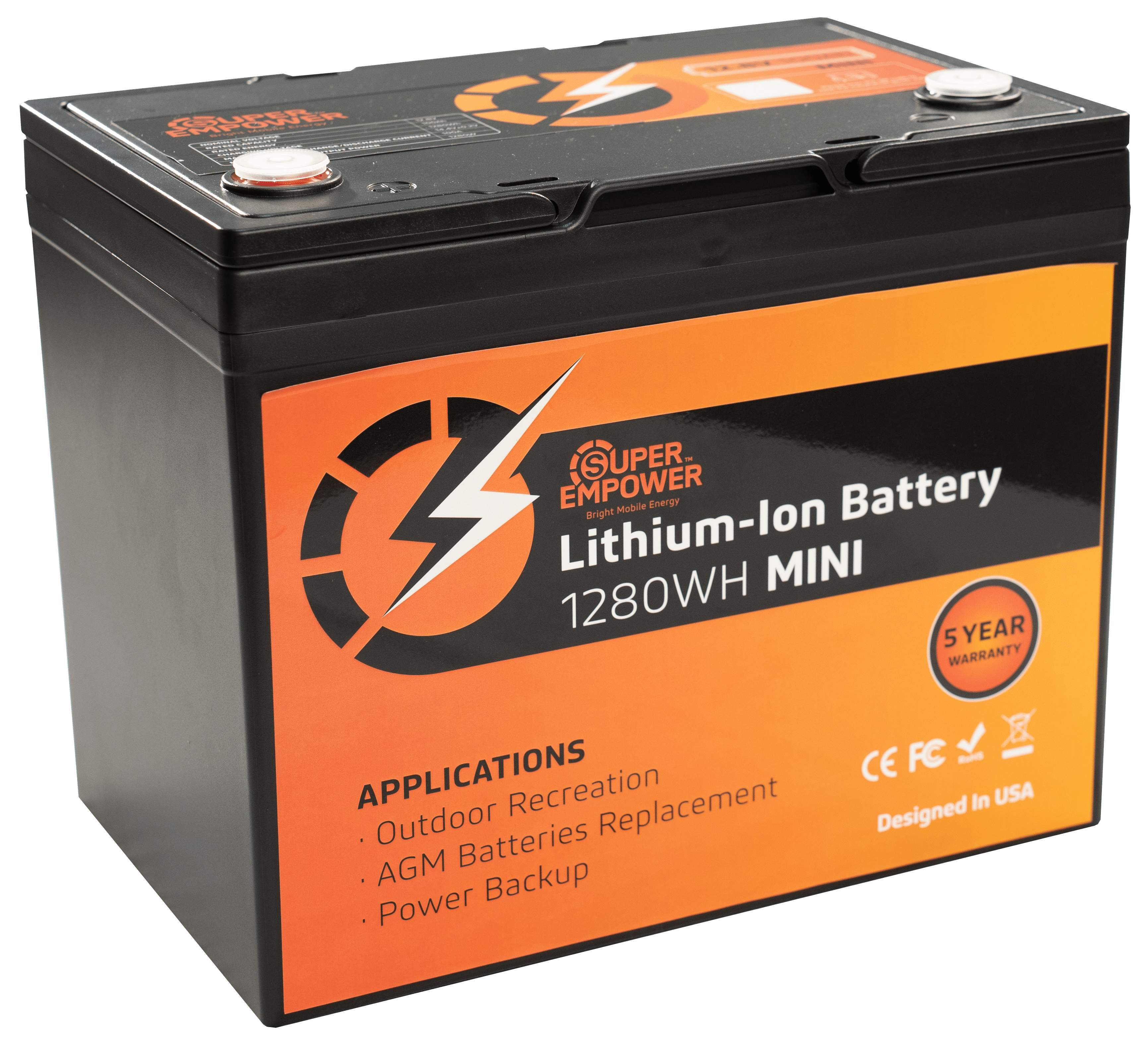 Super Empower 12.8V 100Ah Lithium-Ion Battery MINI – 1280WH Compact Power Solution