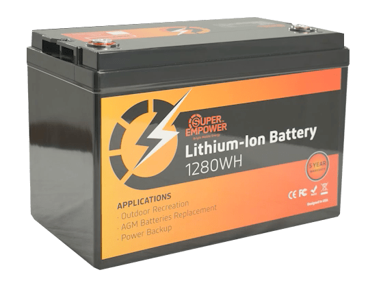 Super Empower 12.8V 100Ah Lithium-Ion Battery – 1280WH Power Solution