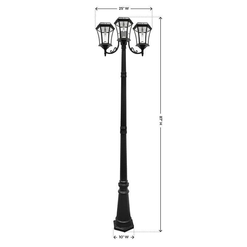 Victorian Bulb Solar Lamp Post - Triple